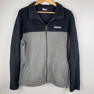 Columbia Jacket Men’s Extra Large XL  Black Gray Fleece Full Zip Outdoors Hiking